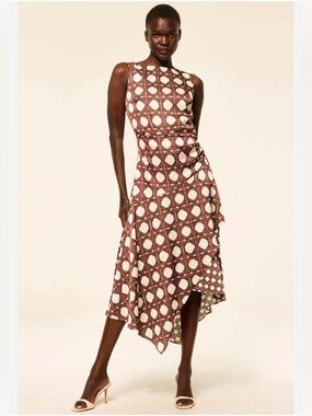 Miss Los Angeles Alodia Chocolate Brown  Satin Midi Dress Size S